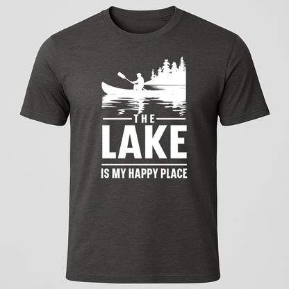 "The Lake Is My Happy Place" Canoe Design T-Shirt