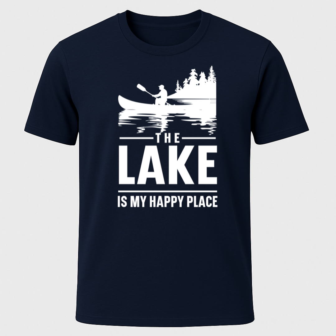 "The Lake Is My Happy Place" Canoe Design T-Shirt